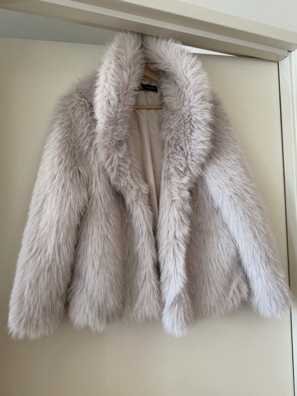 Faux Fur Coat - Light Taupe
